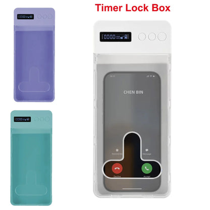 Transparent Students Phone Box Self-Discipline Tool Cell Phone Lock Box with Timer Lcd Display for Adults Children Students