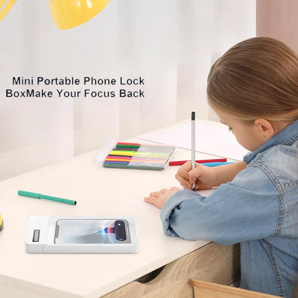 Transparent Students Phone Box Self-Discipline Tool Cell Phone Lock Box with Timer Lcd Display for Adults Children Students