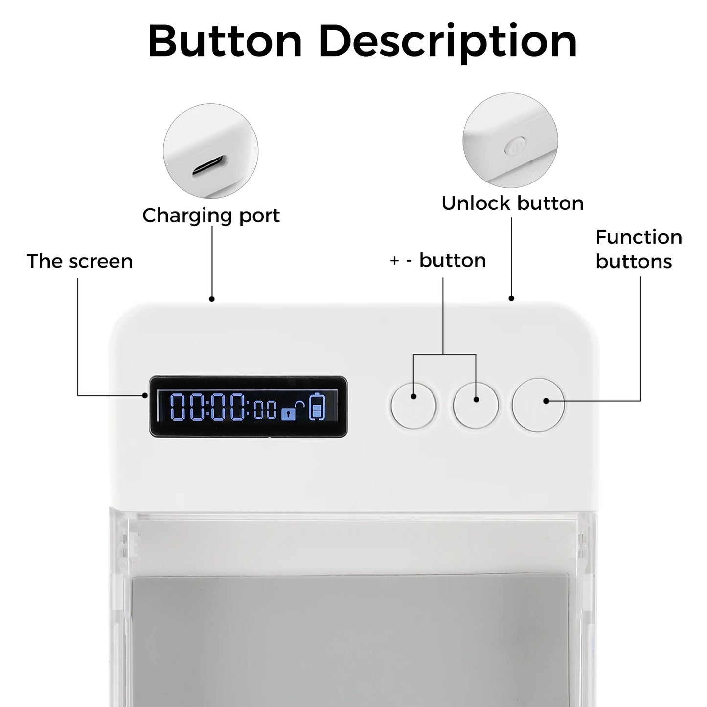 Transparent Students Phone Box Self-Discipline Tool Cell Phone Lock Box with Timer Lcd Display for Adults Children Students