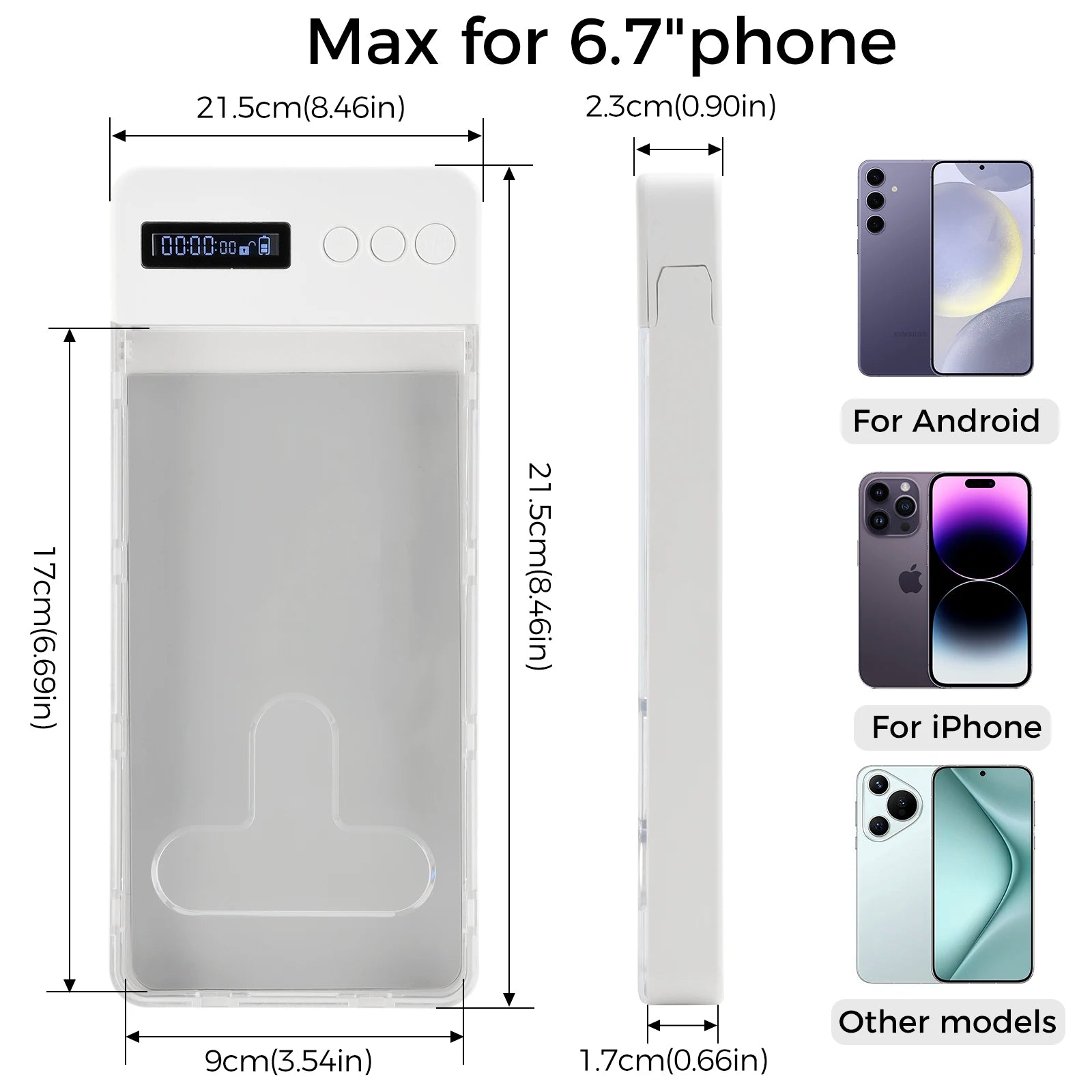 Transparent Students Phone Box Self-Discipline Tool Cell Phone Lock Box with Timer Lcd Display for Adults Children Students